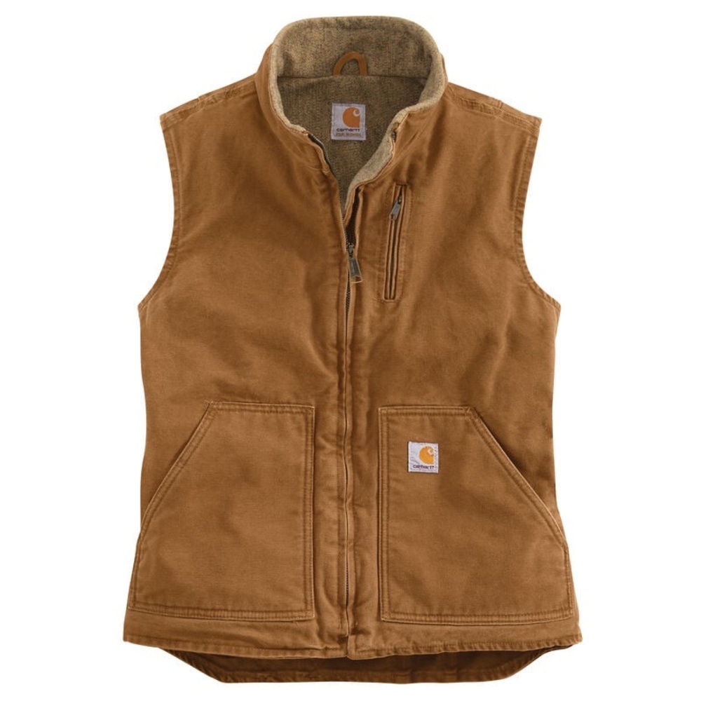 Carhartt Women's Vintage Fleece-Lined Mock-Neck Duck Canvas Vest Size Small - Picture 2 of 14